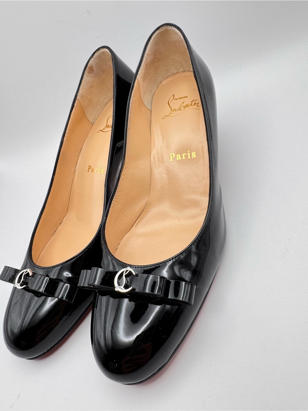 Christian Louboutin Marcia Nodo 55 Black Patent Leather Bow Heels Sz 36 W/Box - Picture 3 of 11